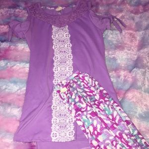 Matching Purple and Purple Leggings Set